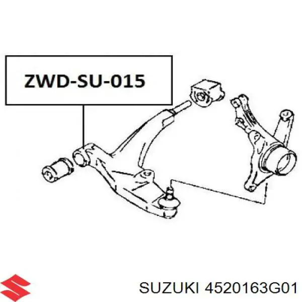 Важіль передньої підвіски нижній, правий Suzuki 4520163G01 ціна, від 40.26 USD