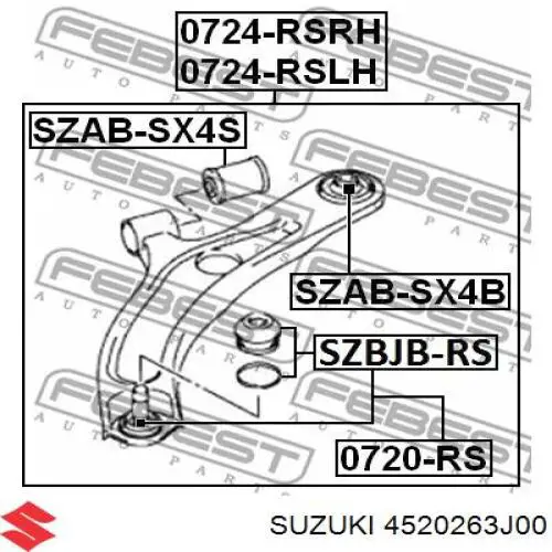 Купити 4520263J00 Suzuki Лівий важіль передній нижній підвіски