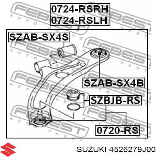 Сайлентблок переднього важеля 4526279J00 Suzuki