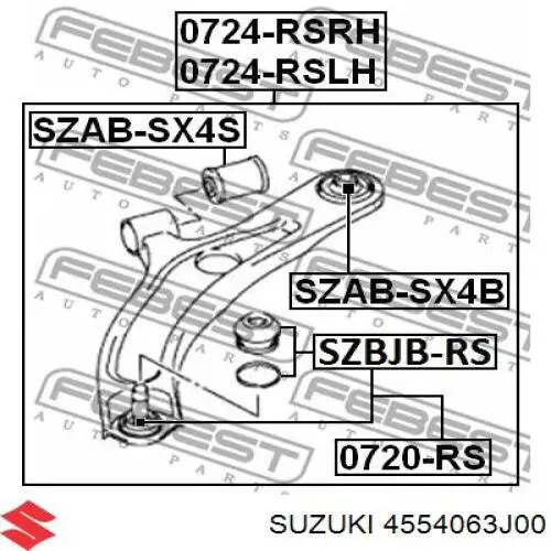 Сайлентблок переднього нижнього важеля 4554063J00 Suzuki