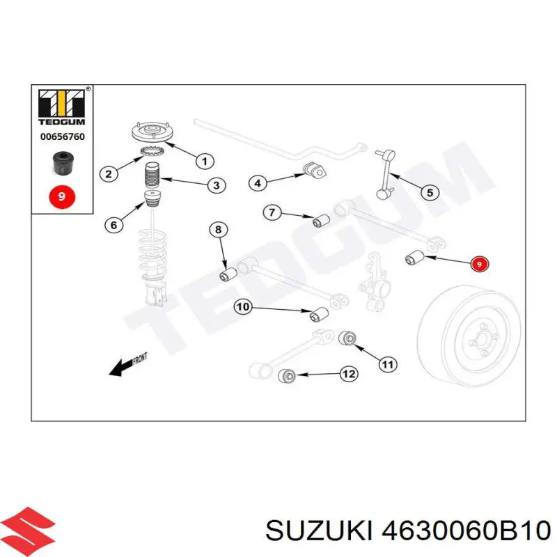 4630060B10 Suzuki Важіль задньої підвіски верхній, лівий/правий