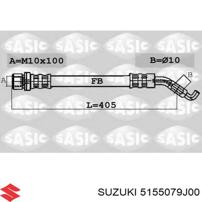 Шланг гальмівний передній 5155079J00 Suzuki