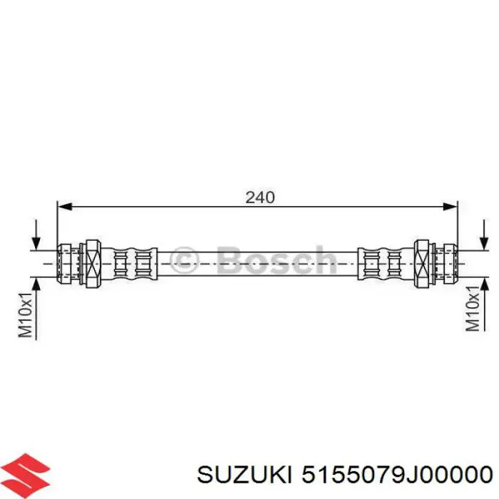 Шланг гальмівний передній Suzuki 5155079J00000 ціна, від 18.80 USD