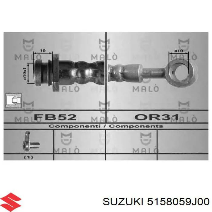 Шланг гальмівний передній Suzuki 5158059J00 ціна, від 16.42 USD