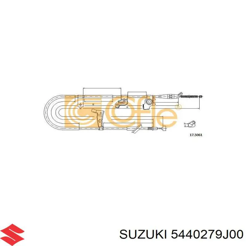 Трос стоянкового гальма задній лівий Suzuki 5440279J00 ціна, від 26.96 USD