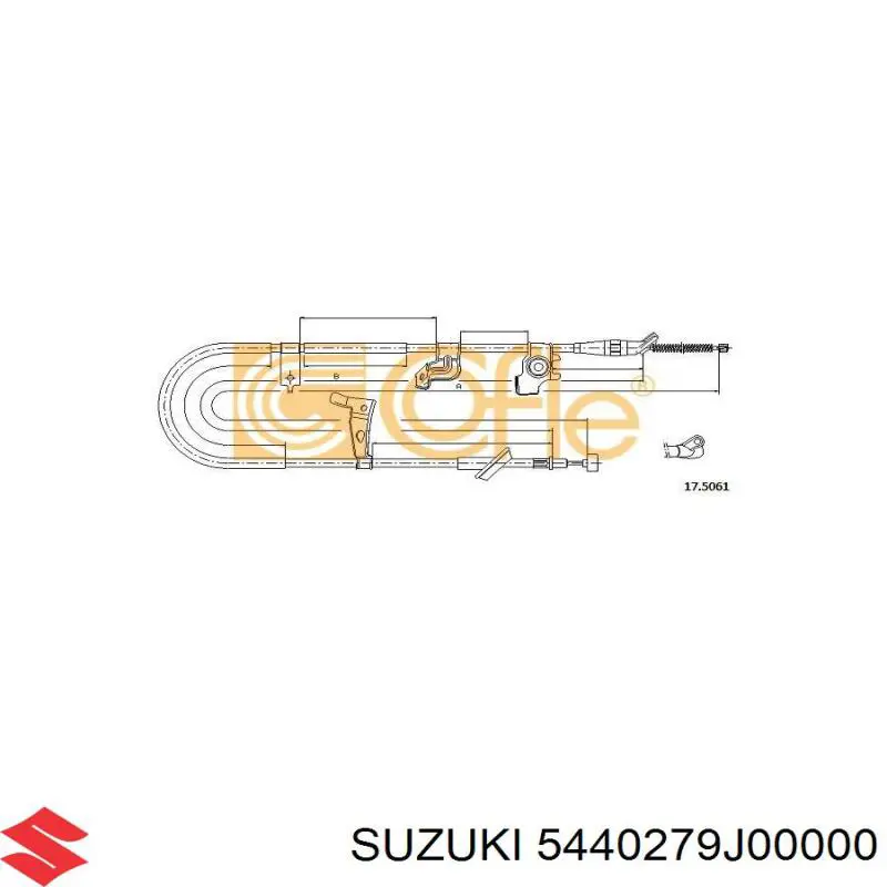BC841L Japan Parts Трос ручного гальма задній, лівий