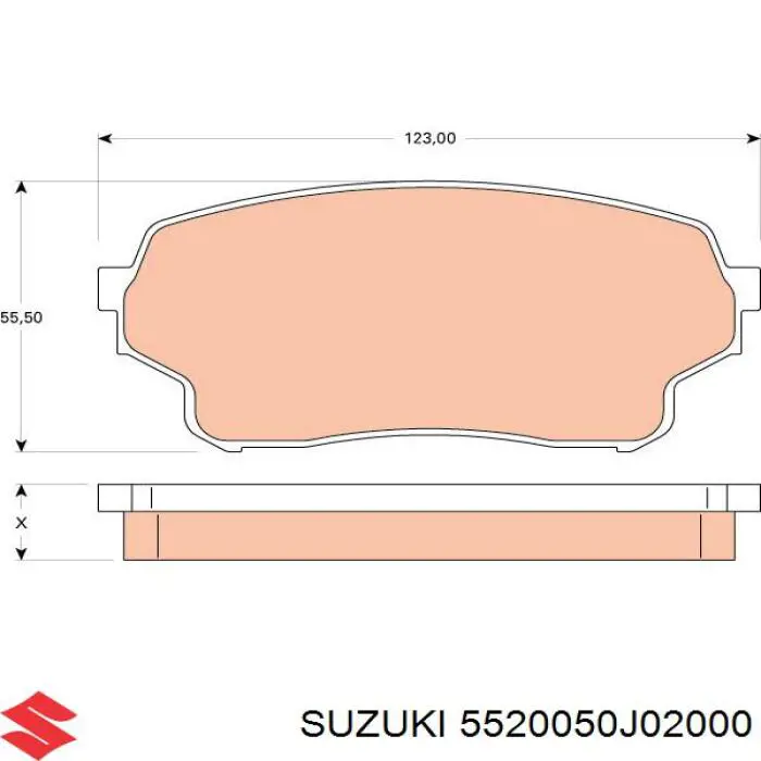 Купити 5520050J02000 Suzuki Колодки гальмівні передні, дискові