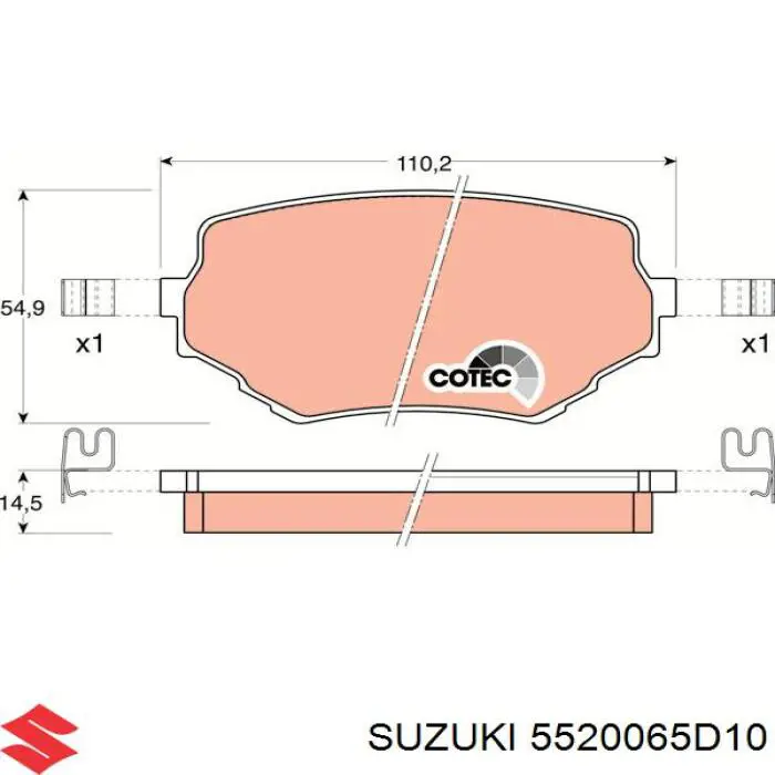 Гальмівні колодки Suzuki 5520065D10 ціна, від 15.92 USD