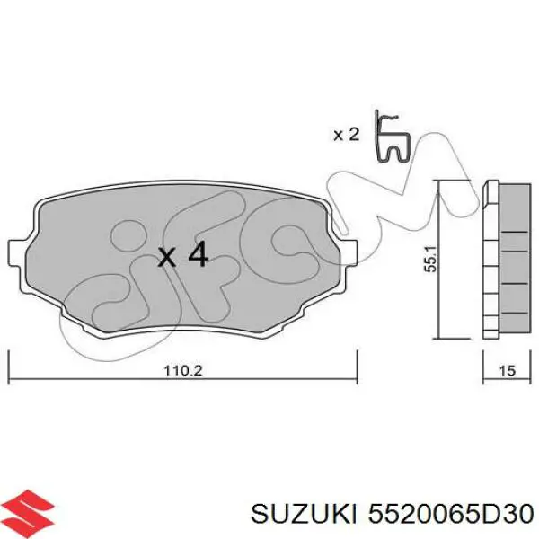 Купити 5520065D30 Suzuki Колодки гальмівні передні, дискові