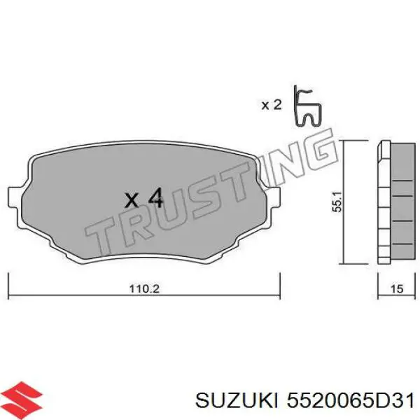 Колодки гальмівні передні, дискові 5520065D31 Suzuki