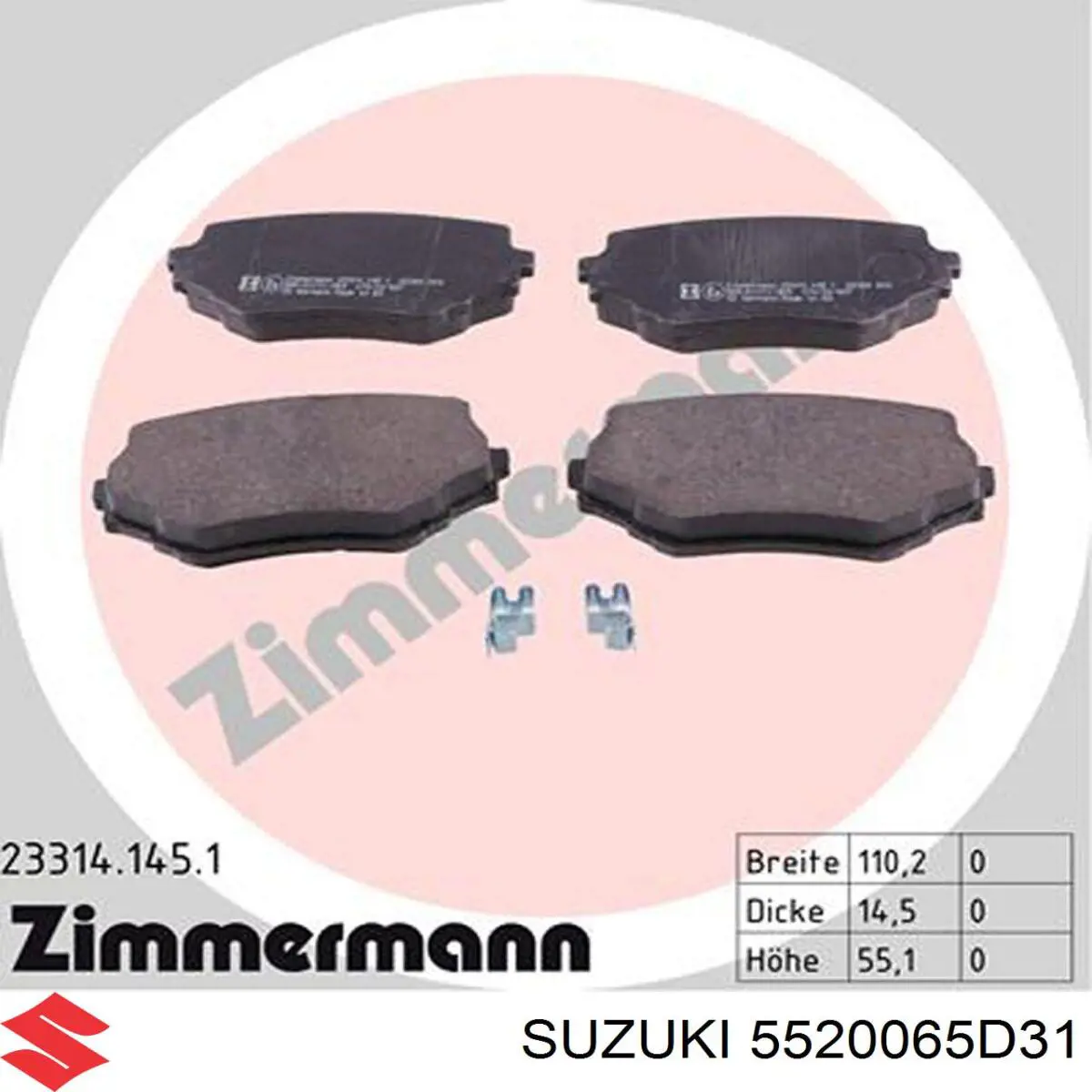 Купити 5520065D31 Suzuki Колодки гальмівні передні, дискові