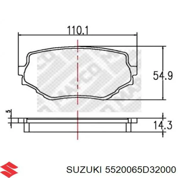 5520065D32000 Suzuki колодки гальмівні передні, дискові
