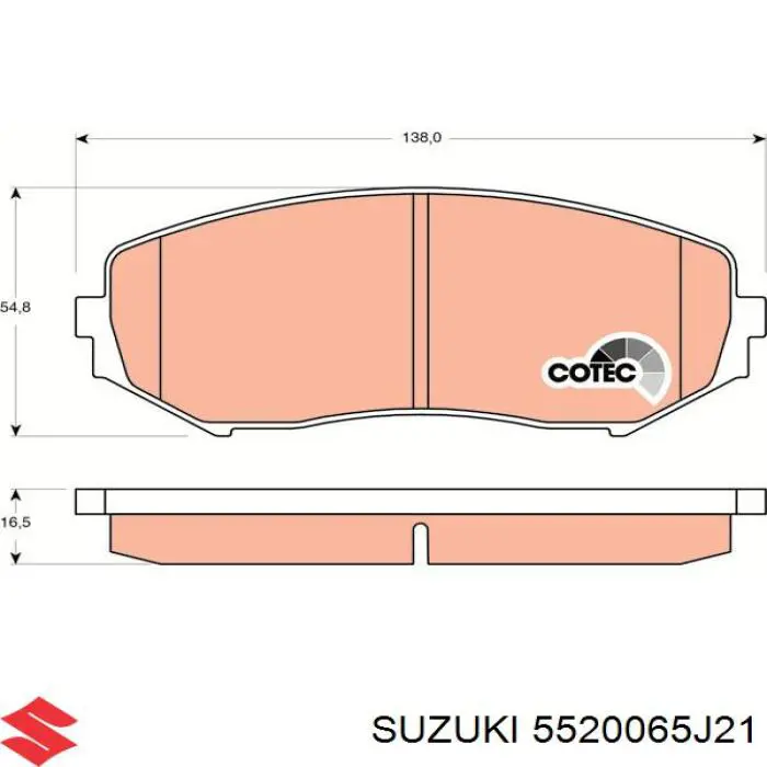 Колодки гальмівні передні, дискові 5520065J21 Suzuki