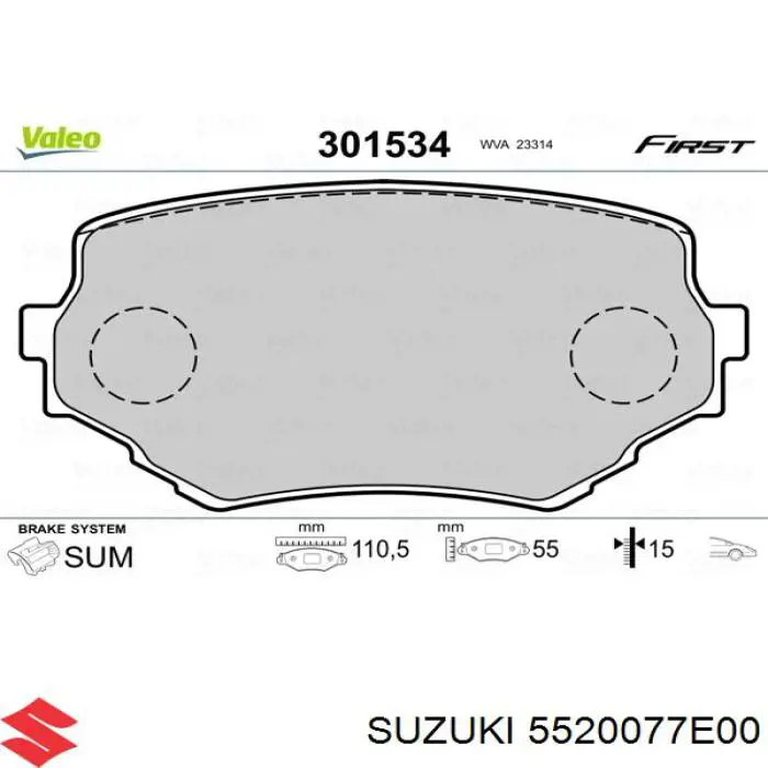 Гальмівні колодки Suzuki 5520077E00 ціна, від 15.92 USD
