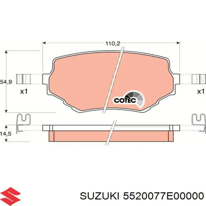 Колодки гальмівні передні, дискові 5520077E00000 Suzuki