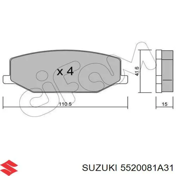 Колодки гальмівні передні, дискові 5520081A31 Suzuki