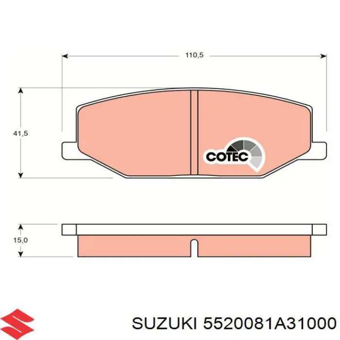 Гальмівні колодки Suzuki 5520081A31000 ціна, від 16.02 USD
