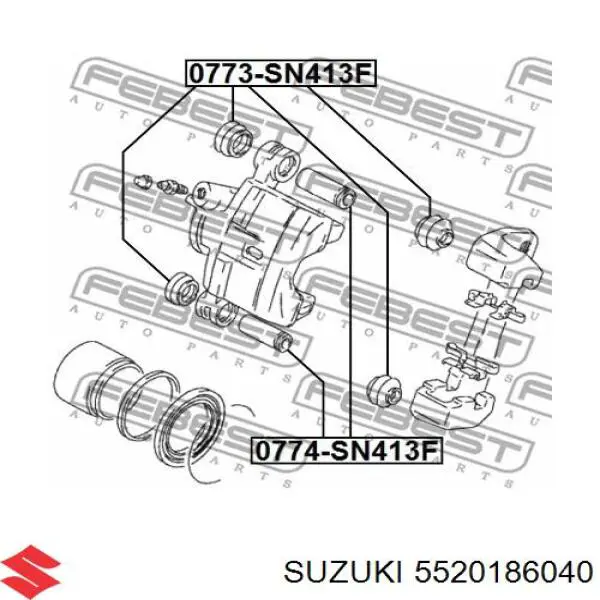 5520186040 Suzuki Пильник направляючої супортугальмівного, переднього