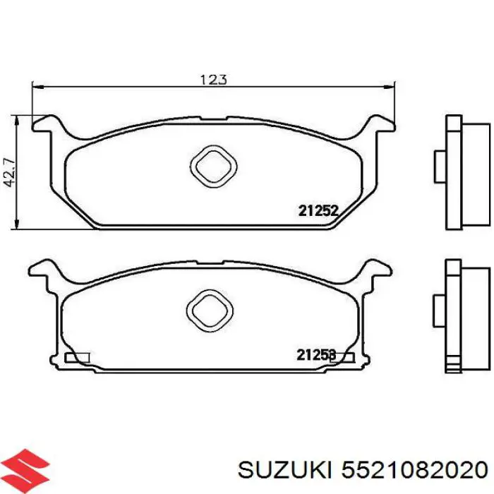 Колодки гальмівні передні, дискові 5521082020 Suzuki