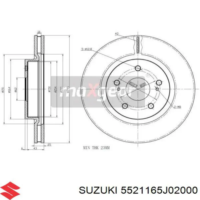 Диск переднього гальма Suzuki 5521165J02000 ціна, від 46.86 USD