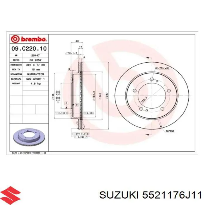 Гальмівні диски передні 5521176J11 Suzuki