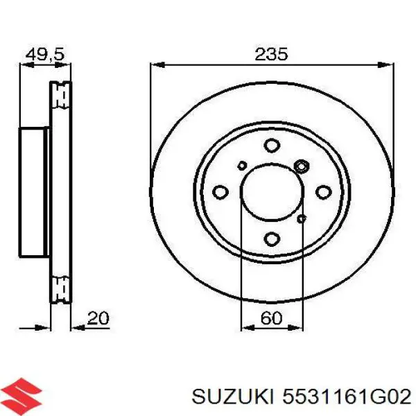 5531161G02 Suzuki диск гальмівний передній