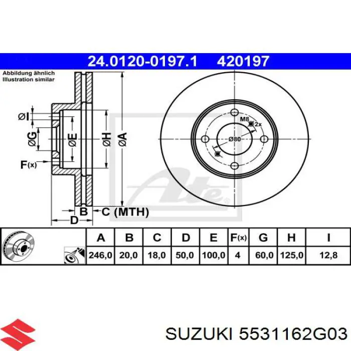 Диск гальмівний передній Suzuki 5531162G03