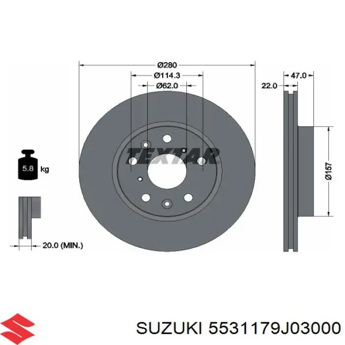 5531179J03000 Suzuki диск гальмівний передній