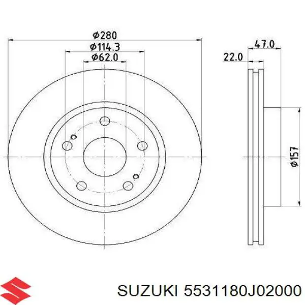 Диск гальмівний передній 5531180J02000 Suzuki