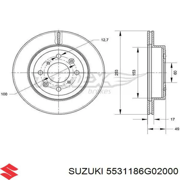 5531186G02000 Suzuki Гальмо дискове переднє