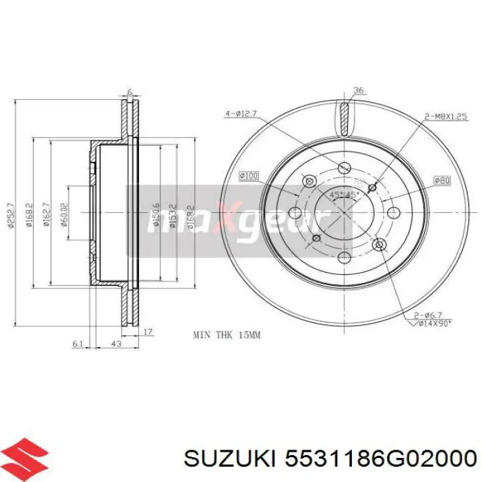 Диск переднього гальма Suzuki 5531186G02000 ціна, від 25.96 USD