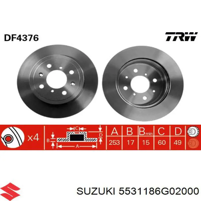 Купити 5531186G02000 Suzuki Ротор гальмівний