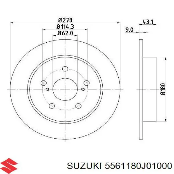 Диск гальмівний задній 5561180J01000 Suzuki