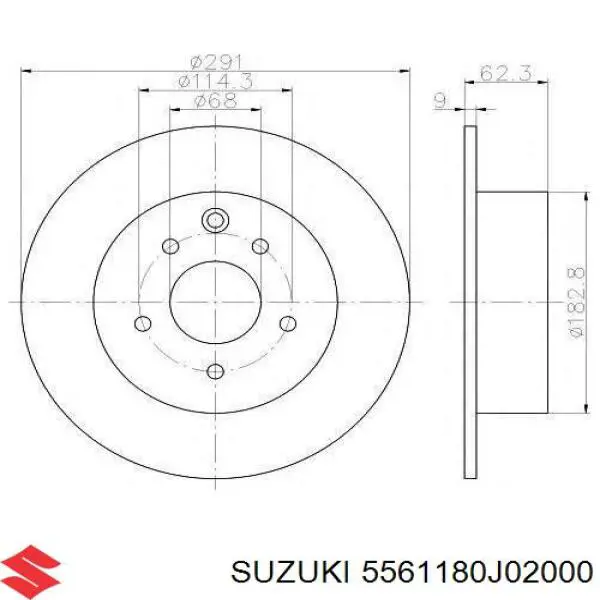 Купити 5561180J02000 Suzuki Диск заднього гальма