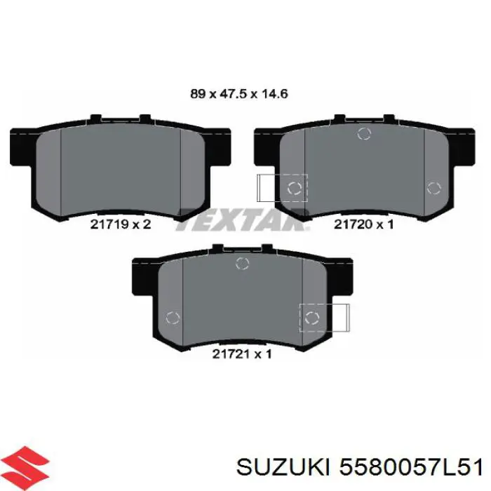 Задні гальмівні колодки Suzuki 5580057L51 ціна, від 18.63 USD