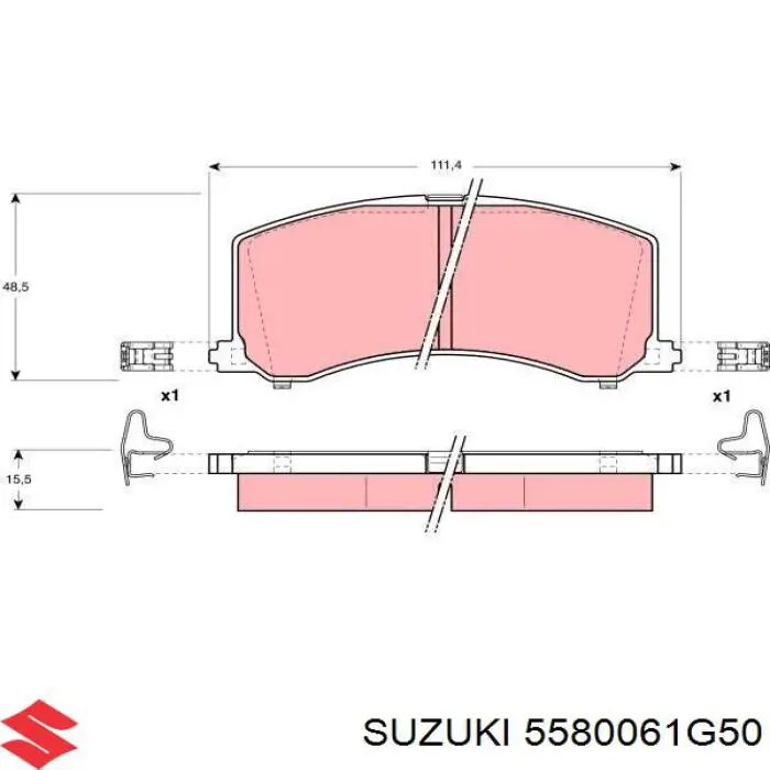 Передні тормозні колодки 5580061G50 Suzuki