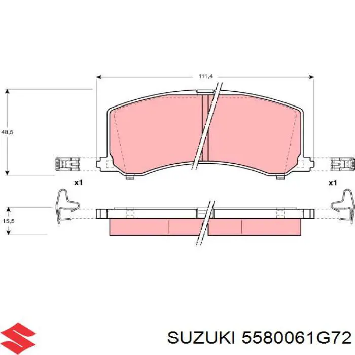 Передні тормозні колодки 5580061G72 Suzuki