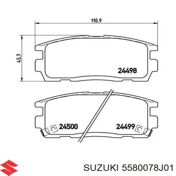 5580078J01 Suzuki колодки гальмові задні, дискові