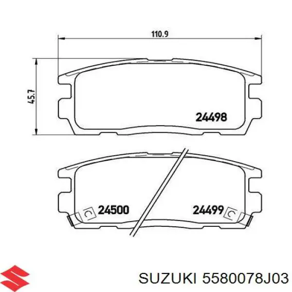 Задні гальмівні колодки 5580078J03 Suzuki