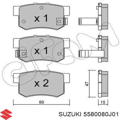 5580080J01 Suzuki колодки гальмові задні, дискові