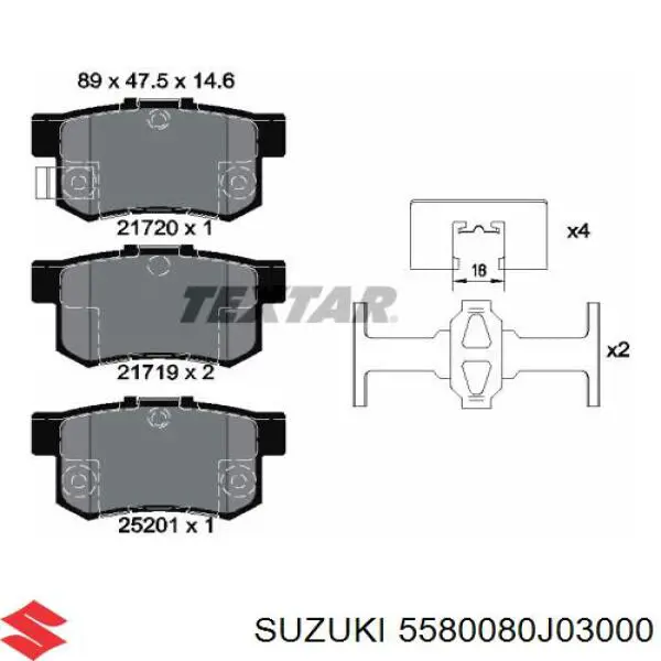 Задні гальмівні колодки Suzuki 5580080J03000 ціна, від 15.09 USD