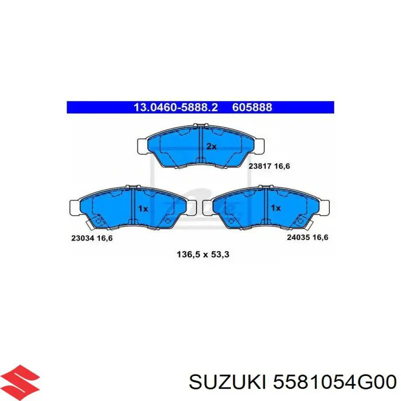 Гальмівні колодки Suzuki 5581054G00 ціна, від 21.53 USD