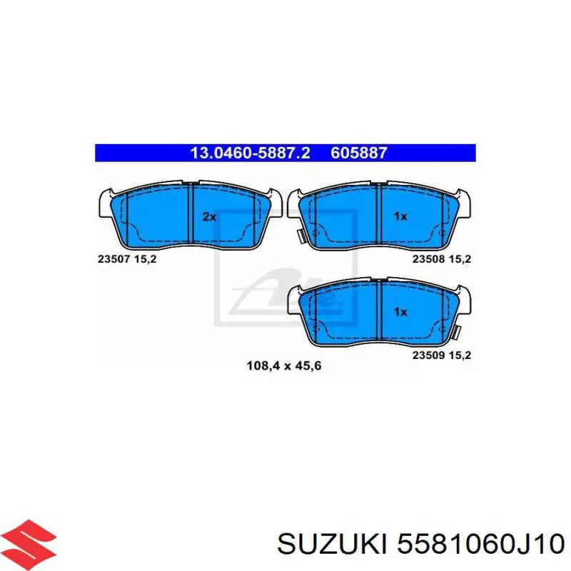Купити 5581060J10 Suzuki Колодки гальмівні передні, дискові