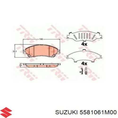 Колодки гальмівні передні, дискові 5581061M00 Suzuki