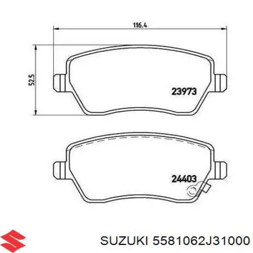 Гальмівні колодки Suzuki 5581062J31000 ціна, від 21.74 USD
