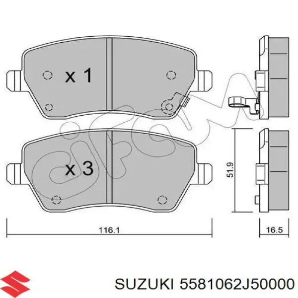 Передні тормозні колодки 5581062J50000 Suzuki