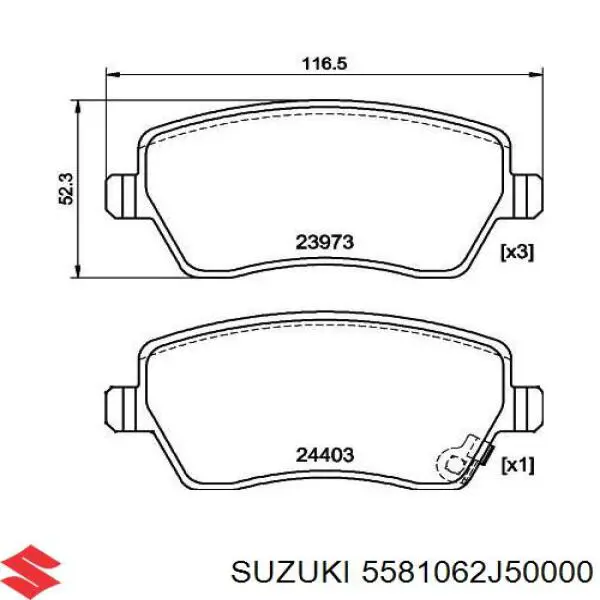 Купити 5581062J50000 Suzuki Колодки гальмівні передні, дискові