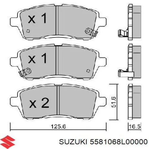 Передні тормозні колодки 5581068L00000 Suzuki