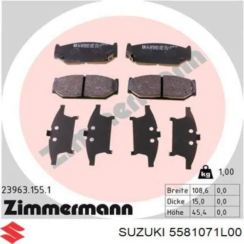 Купити 5581071L00 Suzuki Колодки гальмівні передні, дискові