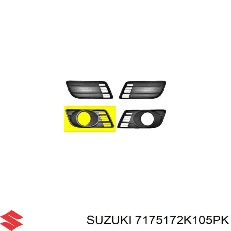 Решітка переднього бампера, права Suzuki 7175172K105PK ціна, від 5.24 USD